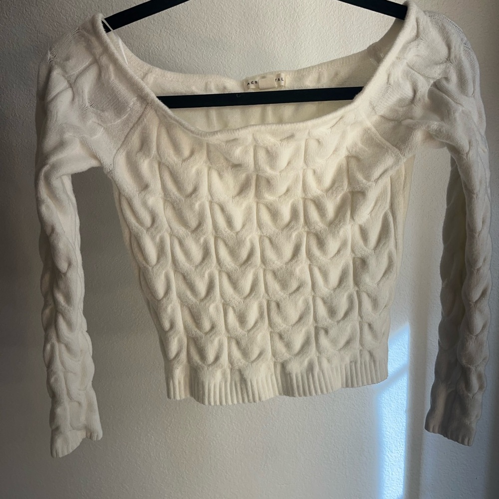 Elegant White Cable Knit Sweater